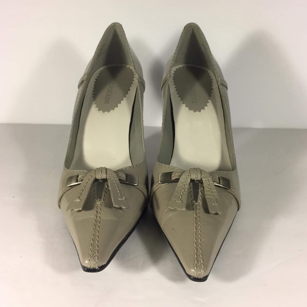 Enzo Angiolini Eafales Grey Leather Heel Point Toe
